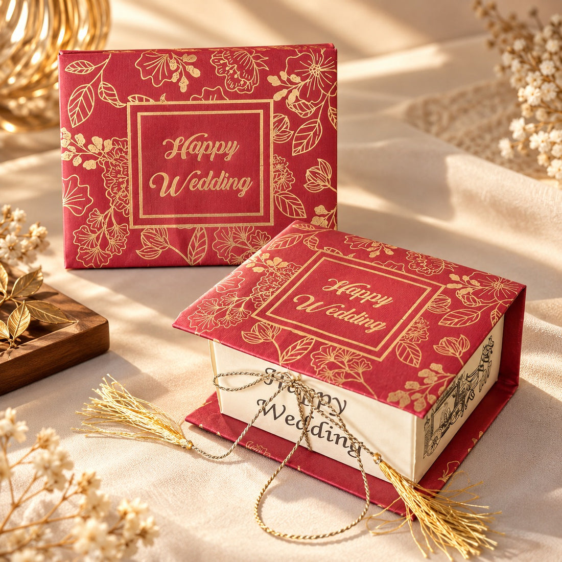 Red & Gold Wedding Favor Box