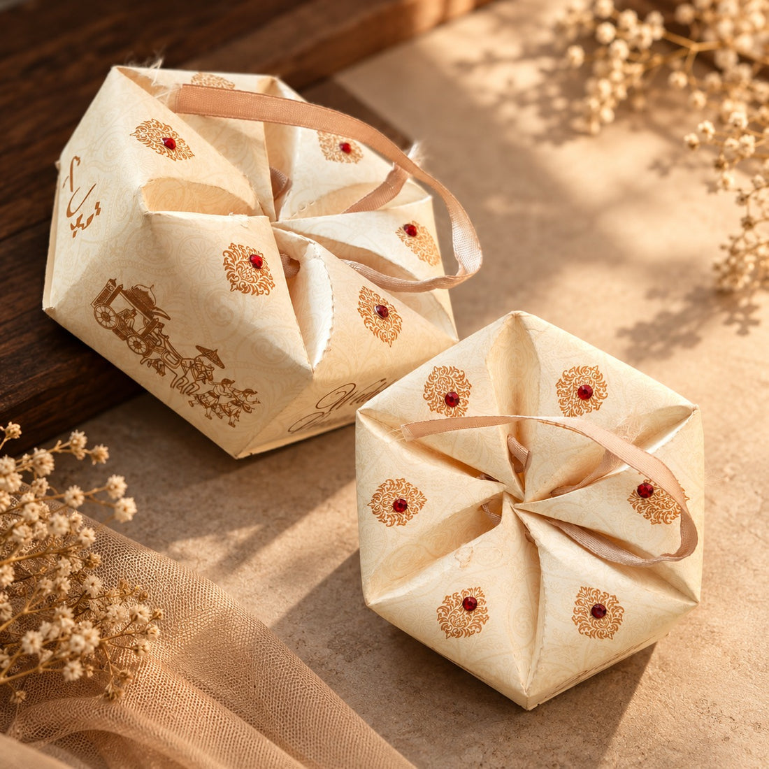 Ivory Petal Wedding Favor Box