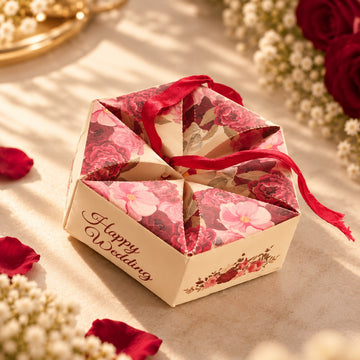 Floral Hexagon Wedding Favor Box