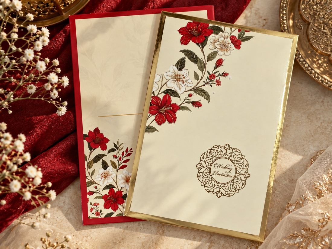 Red Floral Invitation Card
