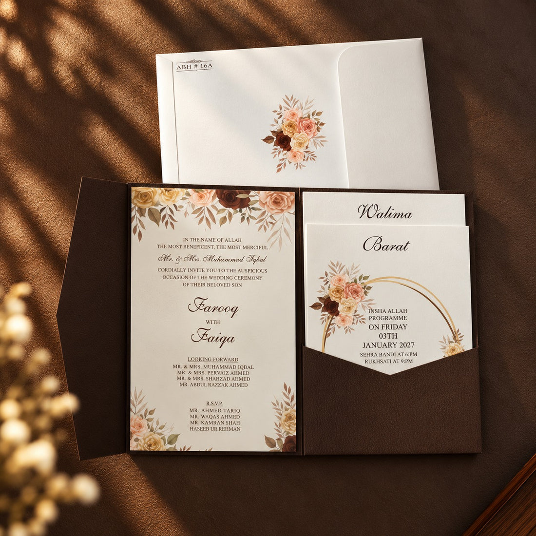 Brown Floral Invitation Card