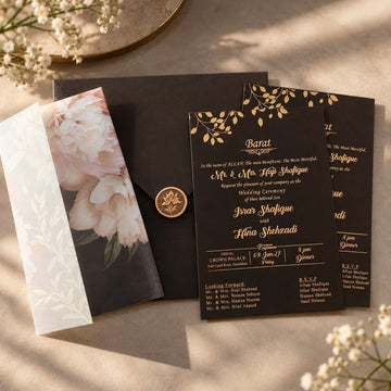 Brown & Gold Floral Invitation Card