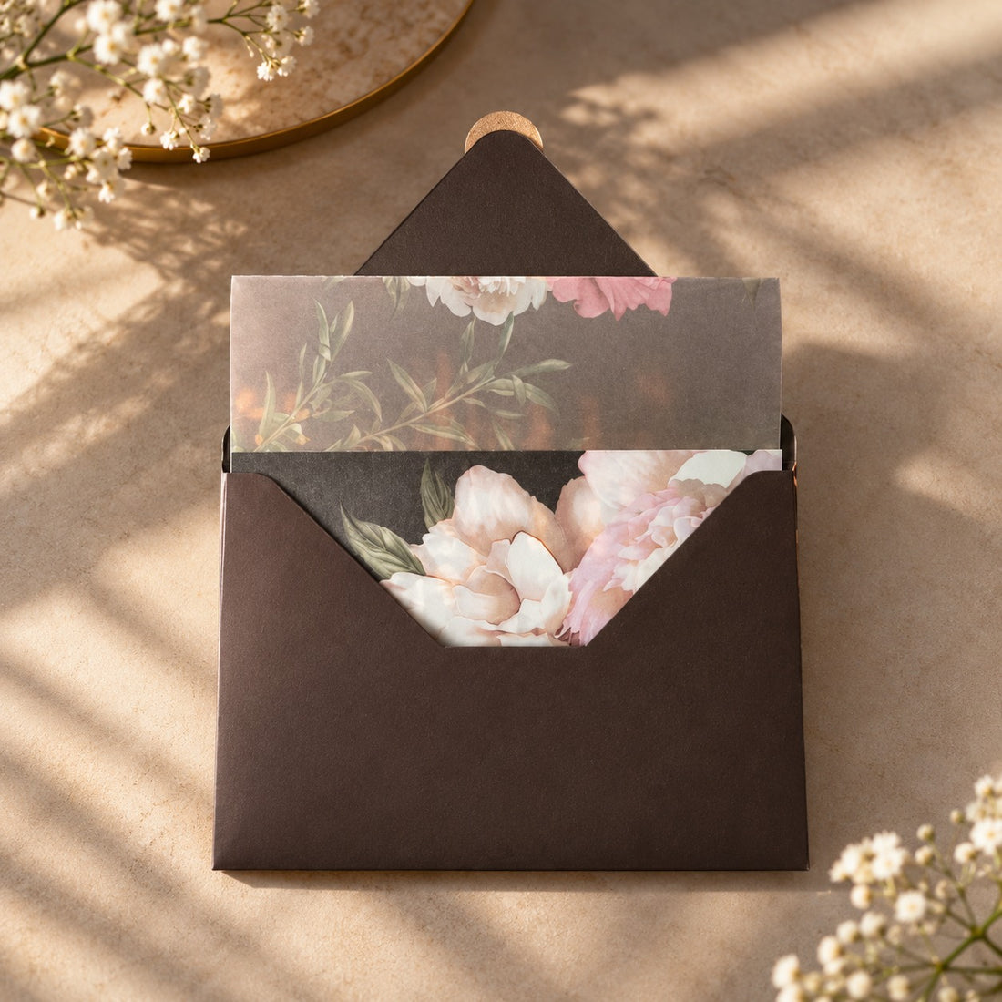Brown & Gold Floral Invitation Card