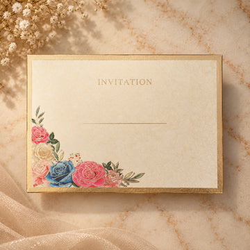 Red Floral & Royal white Gold Texture Invitation