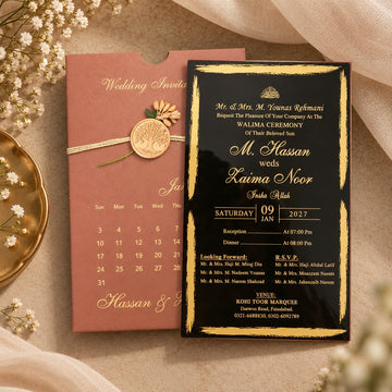 Modern Black & Gold Wedding Invitation