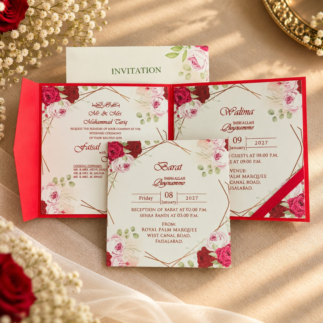 Floral Pocket Wedding Invitation