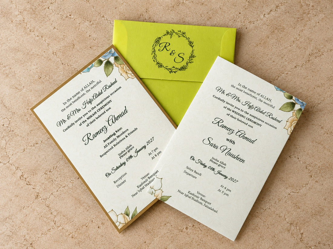 Lime Green Floral Wedding Invitation