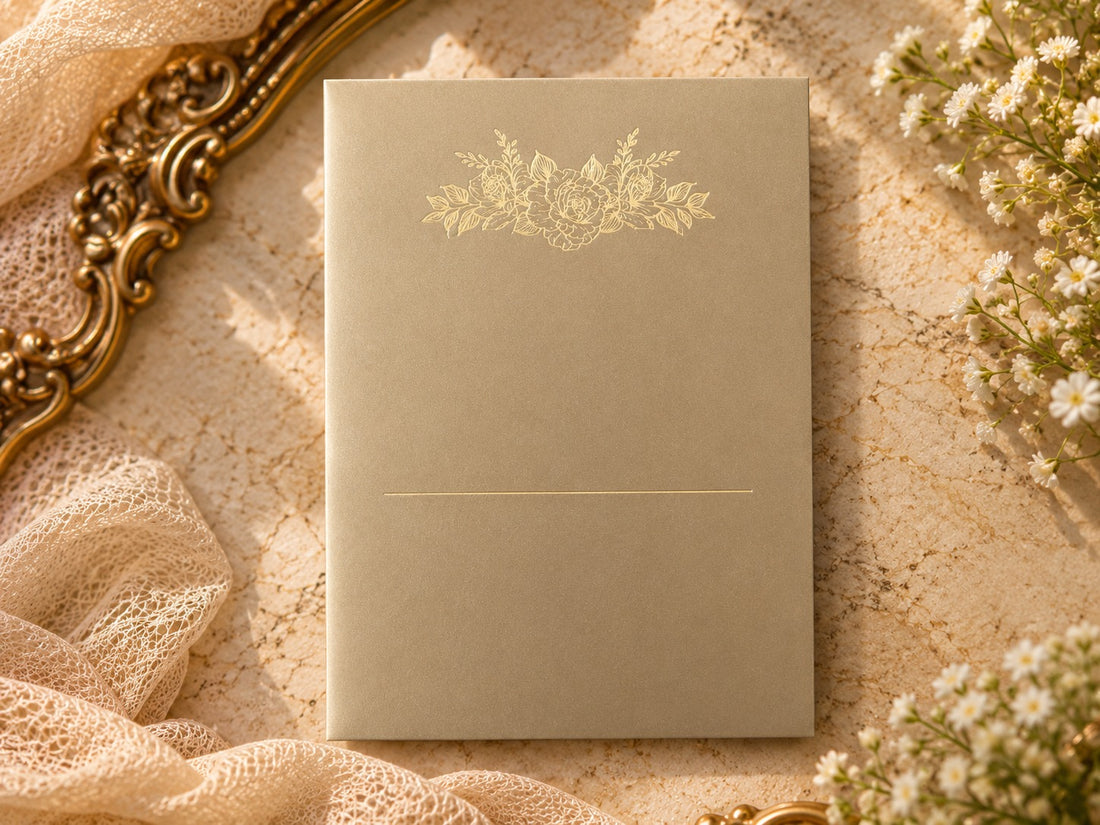 Elegant Kraft Floral Wedding Invitation