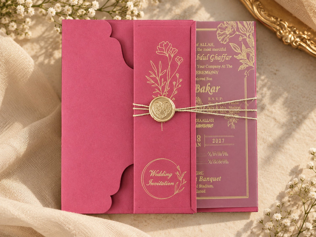 Royal Maroon Wax-Seal Wedding Invitation