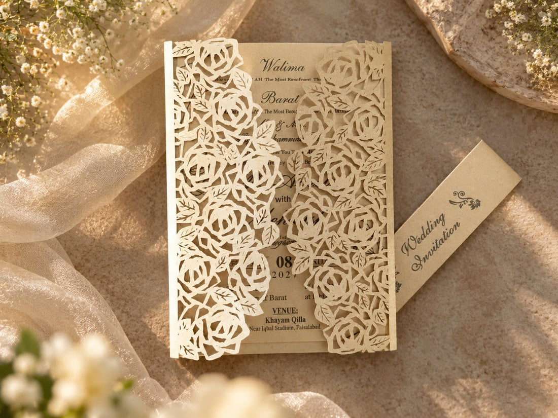 Floral Laser-Cut Wedding Invitation