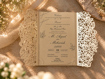 Floral Laser-Cut Wedding Invitation