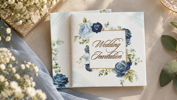Blue Rose Floral Wedding Invitation