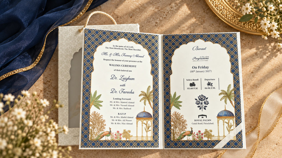 Royal Blue & Gold Wedding Invitation