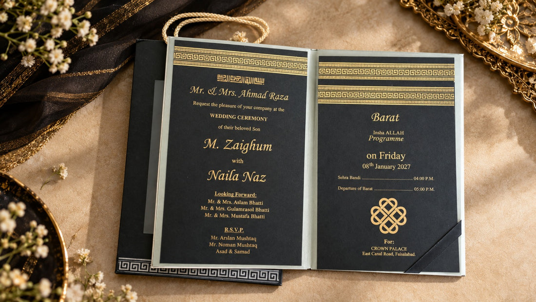 Royal Black & Gold Wedding Invitation