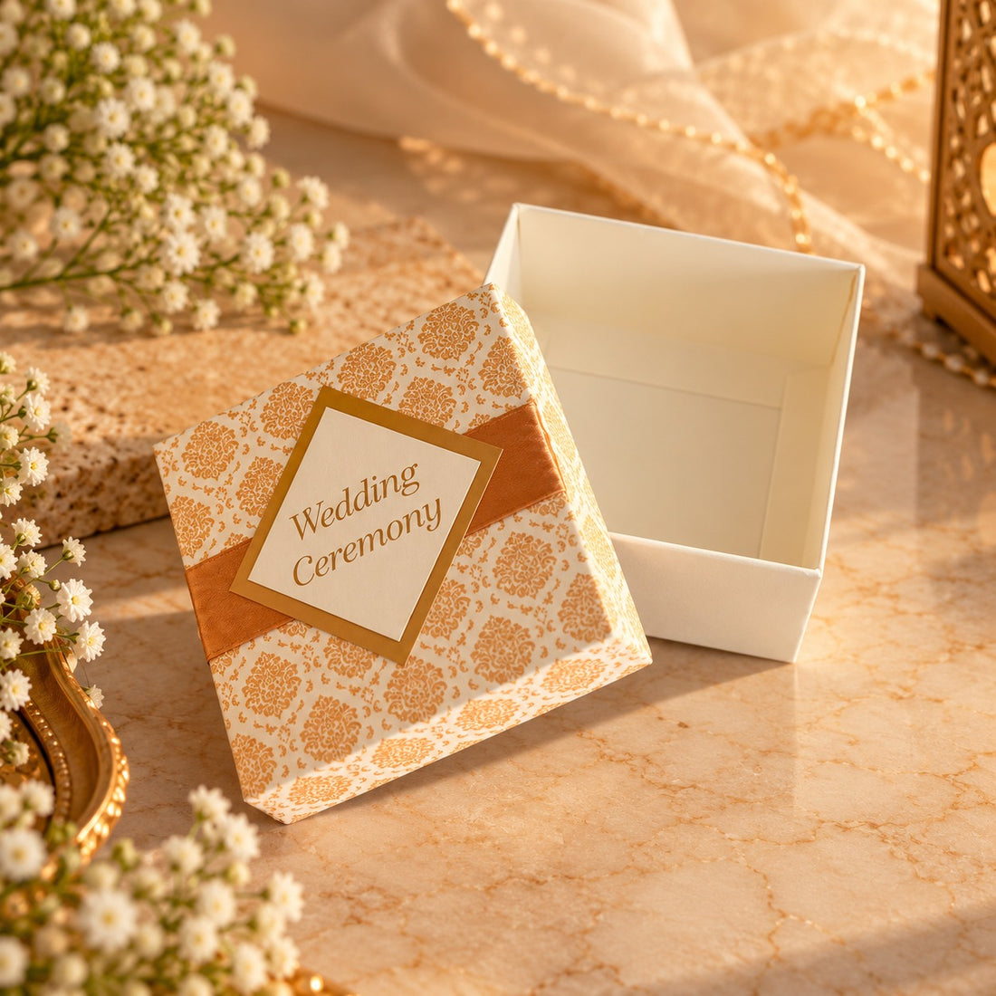 Classic Damask Wedding Favor Box