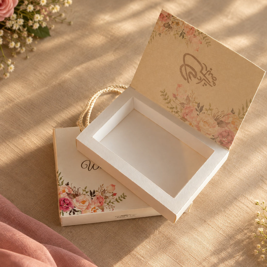 Floral Handle Wedding Favor Box