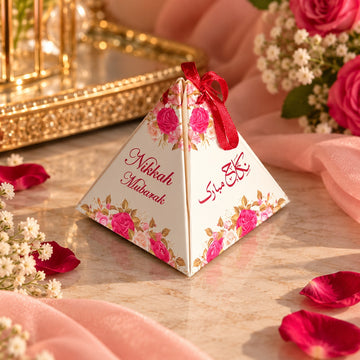 Floral Pyramid Nikah Favor Box