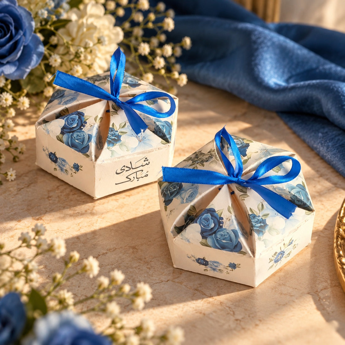 Floral Hexagonal Wedding Favor Box