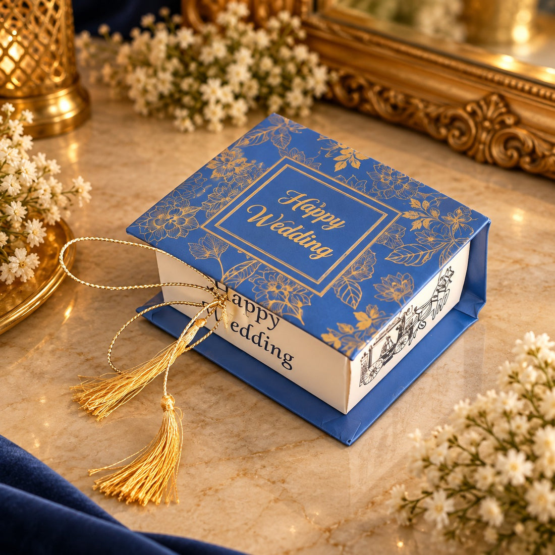 Blue & Gold Wedding Favor Box