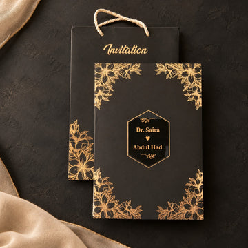 Black & Gold Luxury Box Wedding Invitation