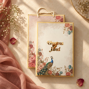 Floral Peacock Luxury Wedding Invitation