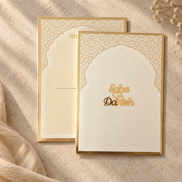 Elegant Gold-Frame Wedding Invitation
