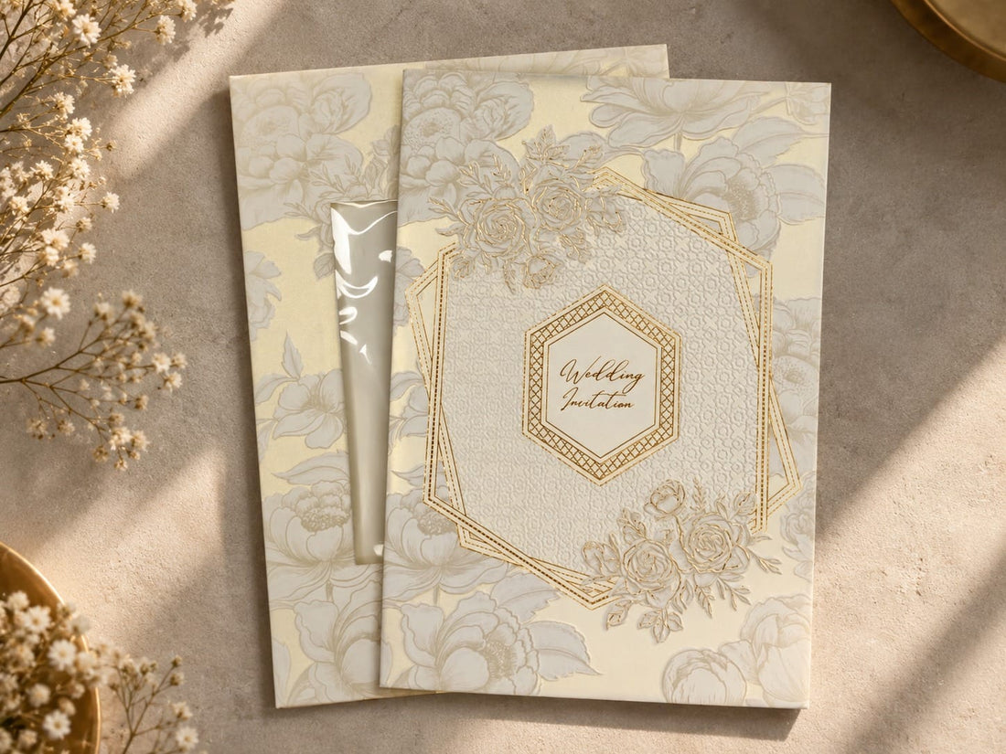 Ivory Bloom Royale – Premium Floral Wedding Invitation