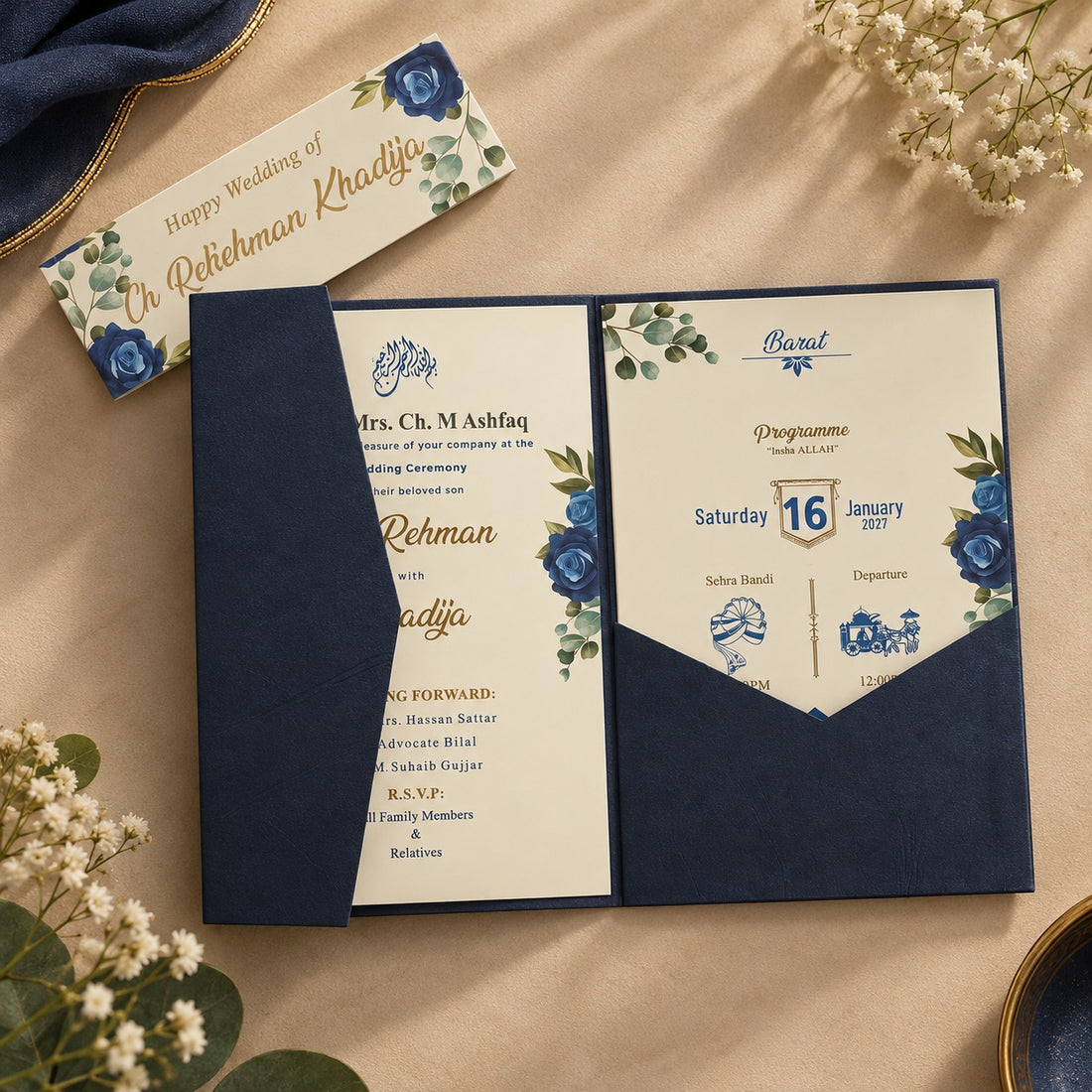 Blue Floral Invitation