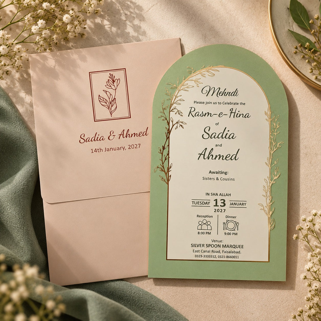 Pastel Arch-Shaped Wedding Invitation