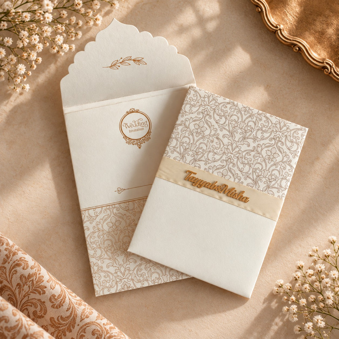 Classic Ivory & Gold Wedding Invitation