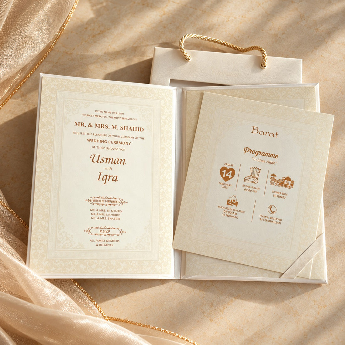 Elegant Ivory Wedding Invitation with Monogram