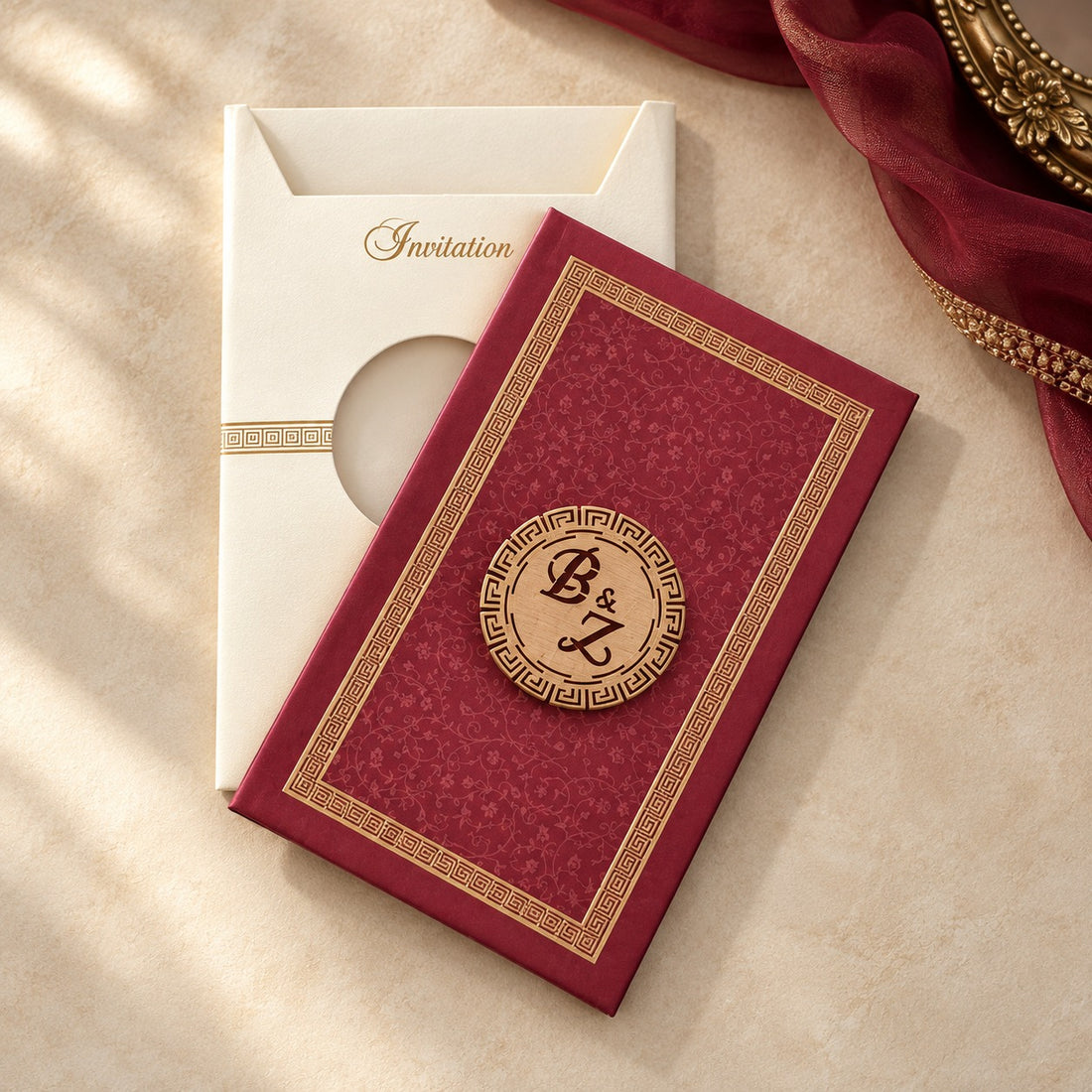 Classic Burgundy Wedding Invitation