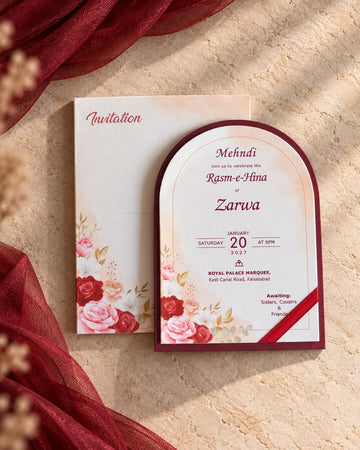 Arch-Shaped Floral Wedding Invitation
