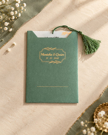Sage Green Luxury Wedding Invitation