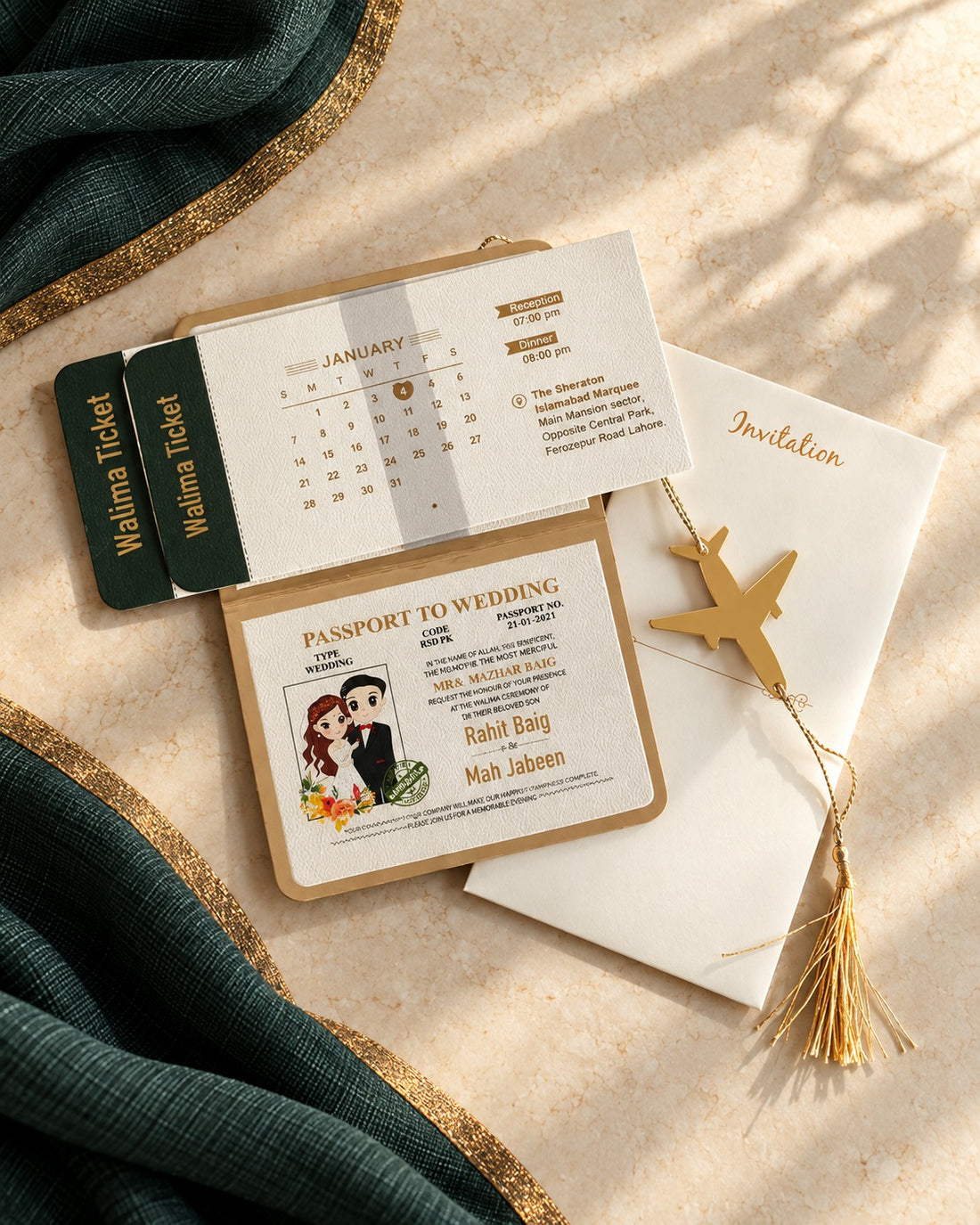 Passport-Style Destination Wedding Invitation