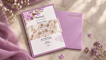 Lavender Floral Mehndi Invitation