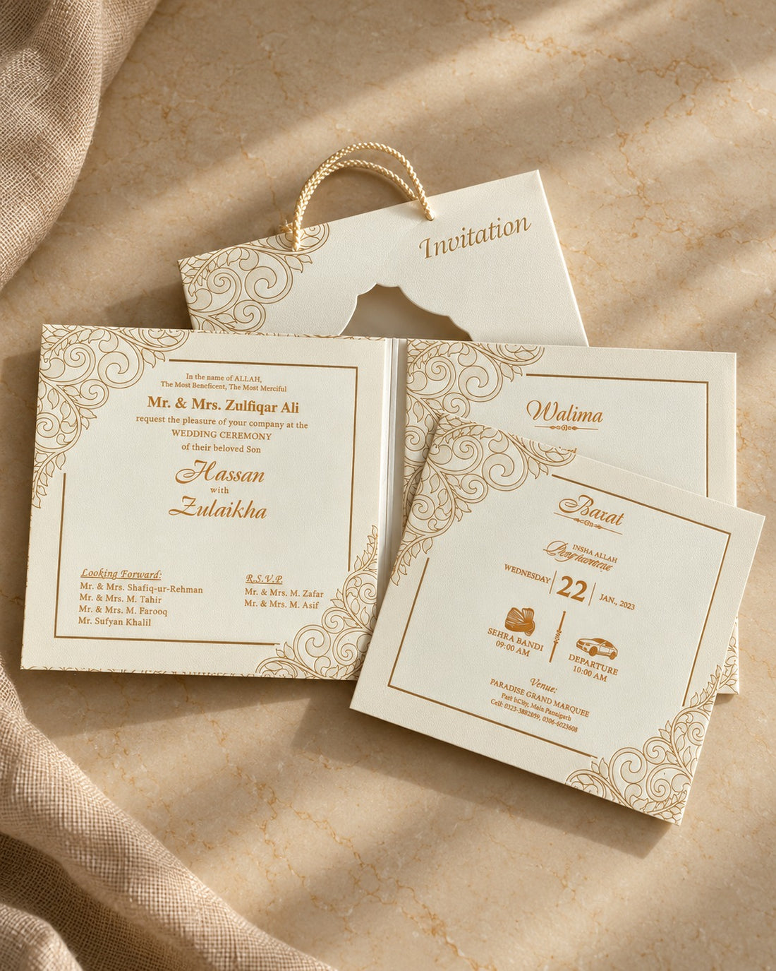Ivory & Gold Ornamental Wedding Invitation