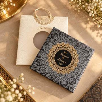 Royal Black & Gold Luxury Wedding Invitation